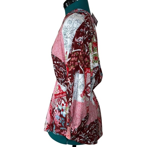 Lot of 2 ANDREE By Unit Brand Colorful Floral Blouses 100% Rayon Women's Size S - Picture 4 of 16